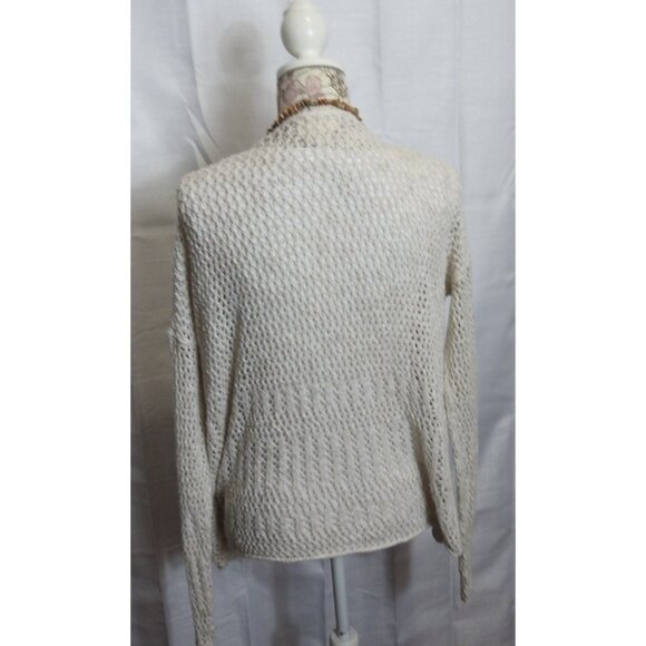 Vintage Women's Hollister Crochet Cardigan Sz L Open Knit Cream LS - Picture 4 of 6